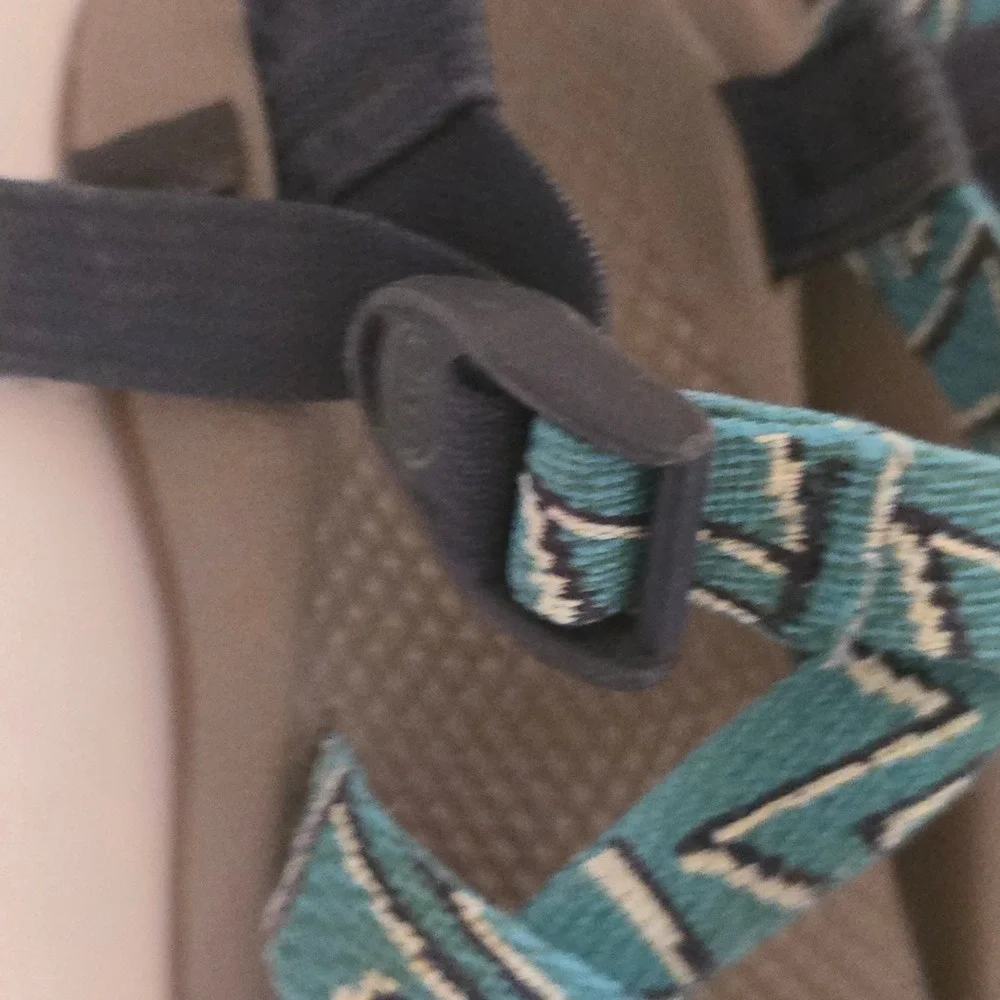Chaco Kids Z1 Ecotread Sport Sandals Teal Geometric Zigzag Size 2 J105373